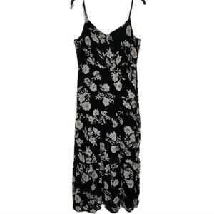 J. Crew Mercantile Women's 10 Spaghetti Strap Tiered Maxi Dress Black Floral